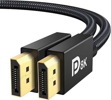 IVANKY Cable DisplayPort 8K 1.4, cable DP certificado VESA de 6.6 pies (8K @60Hz, 4K @240Hz, 2K @240Hz) HBR3 compatible con 32.4 Gbps, HDR, HDCP 2.2, FreeSync G-Sync, puerto de pantalla trenzado para monitor de juegos, gráficos, PC