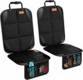 Protector de asiento de coche SMART ELF, paquete de 2 protectores de asiento para niños con acolchado grueso y respaldo antideslizante, bolsillos de malla para bebés y mascotas, sedanes, SUV y camionetas (negro).