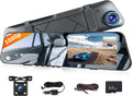 Camara de Tablero tipo Espejo 4.5 pulgadas Frontal y Trasera | Espejo Retrovisor 1080p para Carros y Camiones | Doble Camara con Monitoreo de Parqueo, Asistencia de Reversa y Vision Nocturna