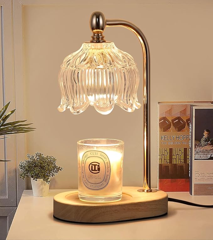 Lámpara Calentadora de Velas MEIXISUE Dorada con Timer y Dimmer – 2 Bombillas | Decoración Hogar