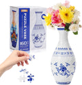 Jarrón de maceta con rompecabezas 3D Hiwhy para adultos, 160 piezas, jarrón de flores DIY para decoración del hogar - Regalo perfecto para inauguración de casa (porcelana azul y blanca)