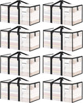 8 Pack Bolsas de Mudanza Extra Grandes Uso Rudo | Contenedores Transparentes con Tapa, Asas Reforzadas y Cierres Resistentes | para Ropa, Dormitorios y Universidad (Transparente)