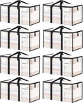 Paquete de 7 bolsas de mudanza extragrandes y resistentes, contenedores de almacenamiento transparentes con tapas, asas reforzadas y cremalleras resistentes. Cajas de mudanza, bolsas de almacenamiento, contenedores para empacar ropa, dormitorios