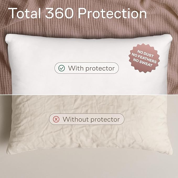 Protectores de Almohada Ultra Suaves con Cremallera Tamaño Estándar - Juego de 4 Fundas de Almohada Transpirables