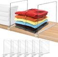 Divisores de Estante Transparentes Extra Altos 12 pulgadas | Pack de 6 para Organizacion de Closet, Acrilico Ajustable para Bolsos, Sueteres y Ropa