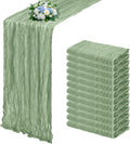 RealBox Paquete de 12 Caminos de Mesa de Gasa Verde Salvia 17x108 pulgadas, Semitransparentes, Estilo Bohemio, Ideales para Bodas, Fiestas, Baby Showers, Cumpleaños, Decoración del Hogar, Jardín y Estilo Campestre