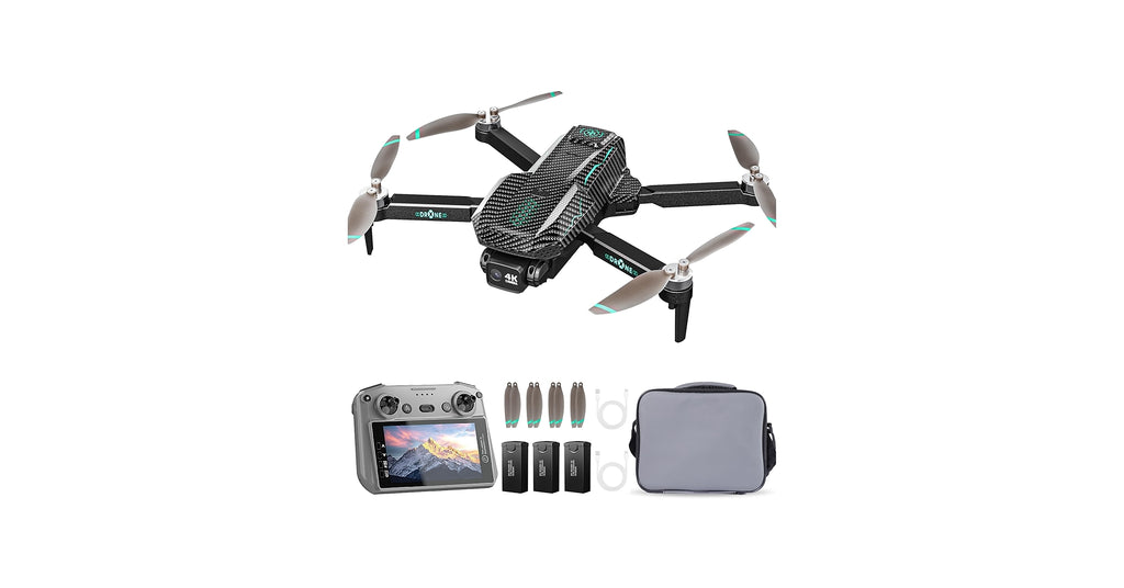 Drone GPS con Cámara 4K FPV — 90 Min de Vuelo, Pantalla LCD 5", Motor Brushless, Plegable y Liviano para Principiantes