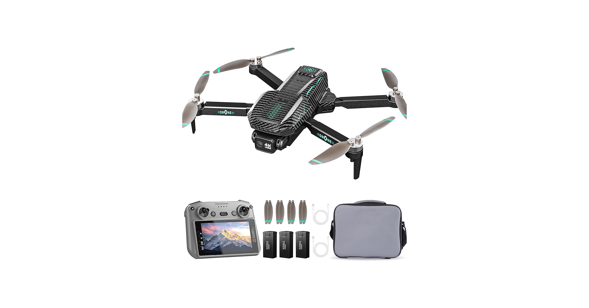 Drone GPS con Cámara 4K FPV — 90 Min de Vuelo, Pantalla LCD 5", Motor Brushless, Plegable y Liviano para Principiantes