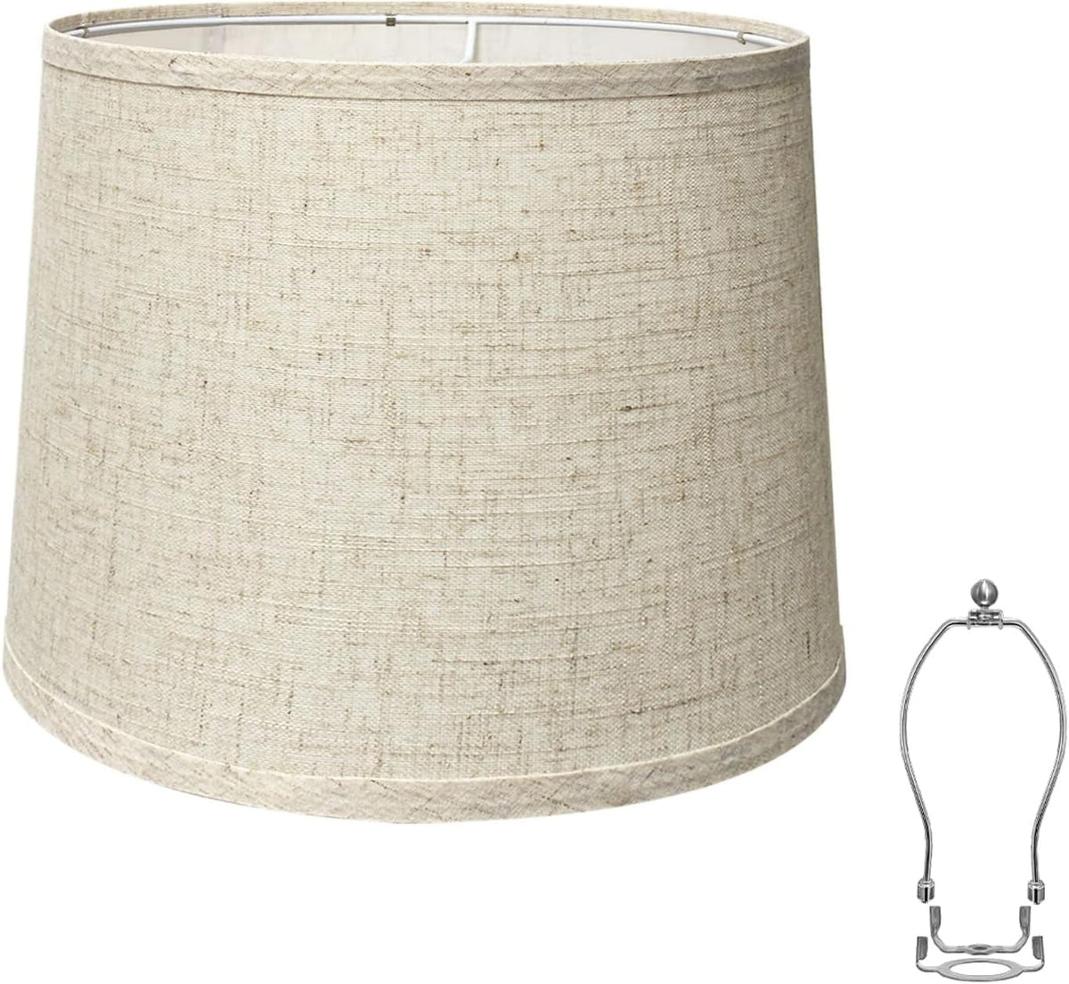Pantalla de lámpara Baatogoo de lino natural, beige, cilíndrica