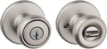 Kwikset Tylo Pomo de puerta de entrada con cerradura y llave, manija segura con llave para exteriores, entrada frontal y dormitorio, níquel satinado, SmartKey resistente a la manipulación y Microban