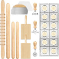 Set de 12 Herramientas para Hacer Pasta Artesanal – Ravioli, Gnocchi, Ricer y Mas, Madera y Acero Inoxidable