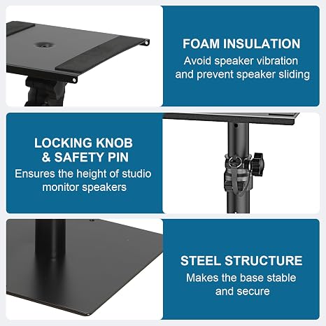 Set de 2 Soportes de Escritorio para Monitores de Estudio y Parlantes Vondynote – Para Estudio de Grabación y Estantería