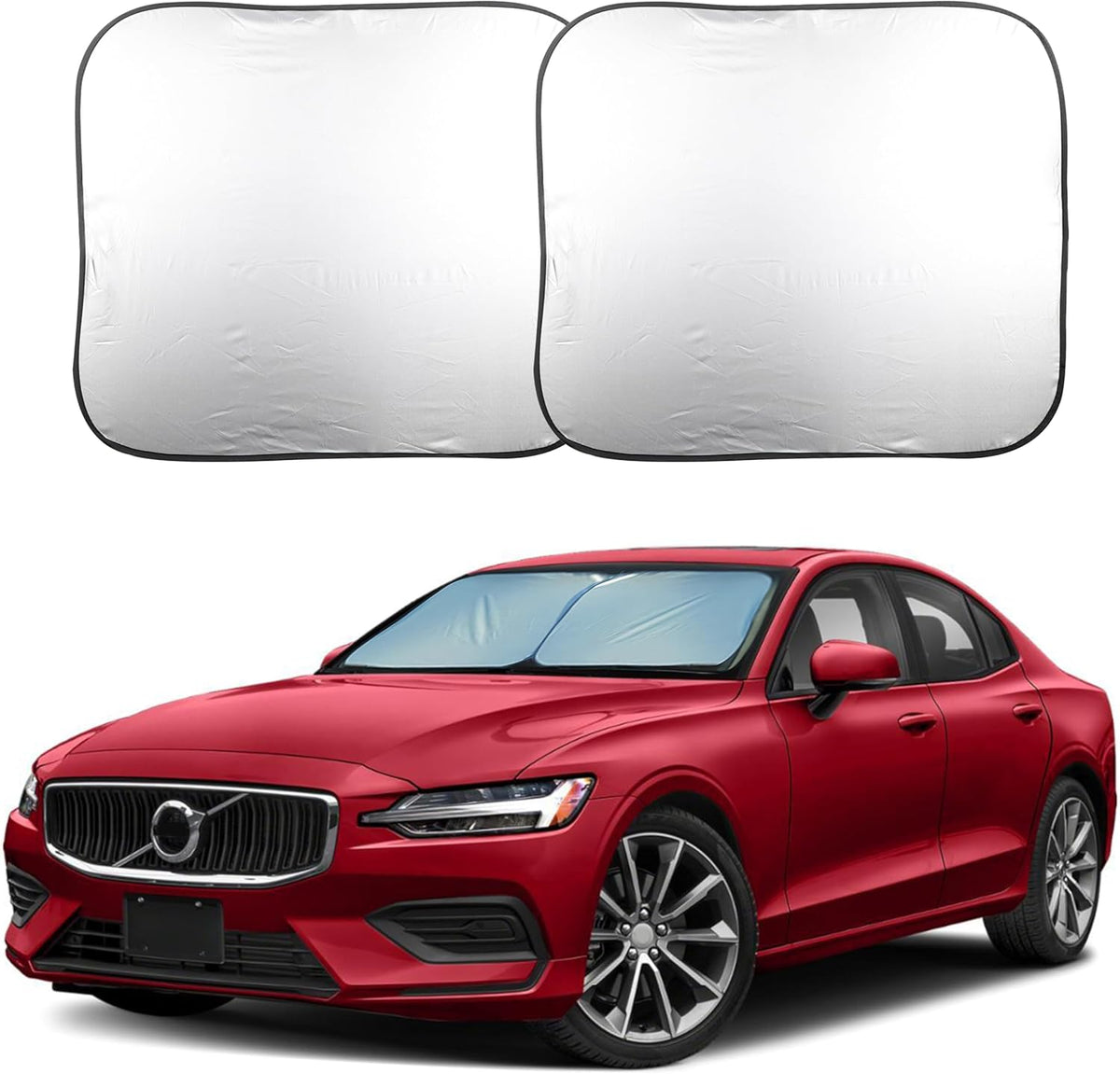 Parasol plegable de 2 piezas para parabrisas de coche EcoNour: protección UV y contra el calor, refrigeración interior, diseño mejorado y duradero, fácil de plegar, parasol para ventana delantera - Mediano (79 cm de largo x 71 cm de ancho)