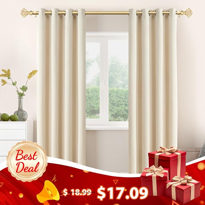 Varilla de Cortina Ajustable TONIAL con Remate Diamante Traslúcido – Color Dorado | Para Ventanas