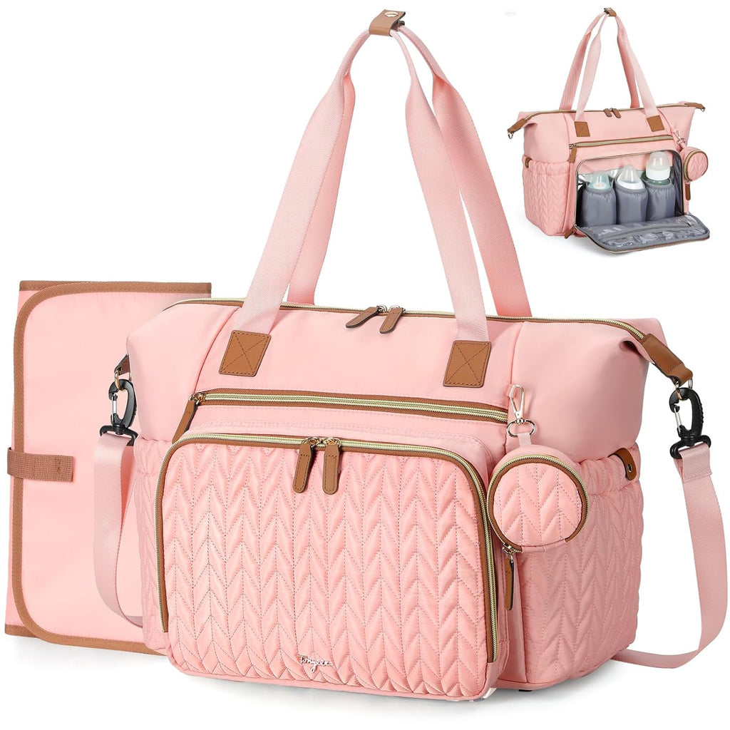Bolso cambiador Tonyeee, bolso cambiador grande impermeable, bolso para hospital para parto, bolso para bebé con estuche para chupete, bolso cambiador de viaje con cambiador, rosa