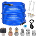NOTA NO CONTIENE ACCESORIOS   Y VIENE EN COLOR NEGRO  Kit Limpieza de Alcantarillas 100 pies para Hidrolavadora | 5800 PSI | Boquilla Rotativa | 1/4 NPT | con Correa