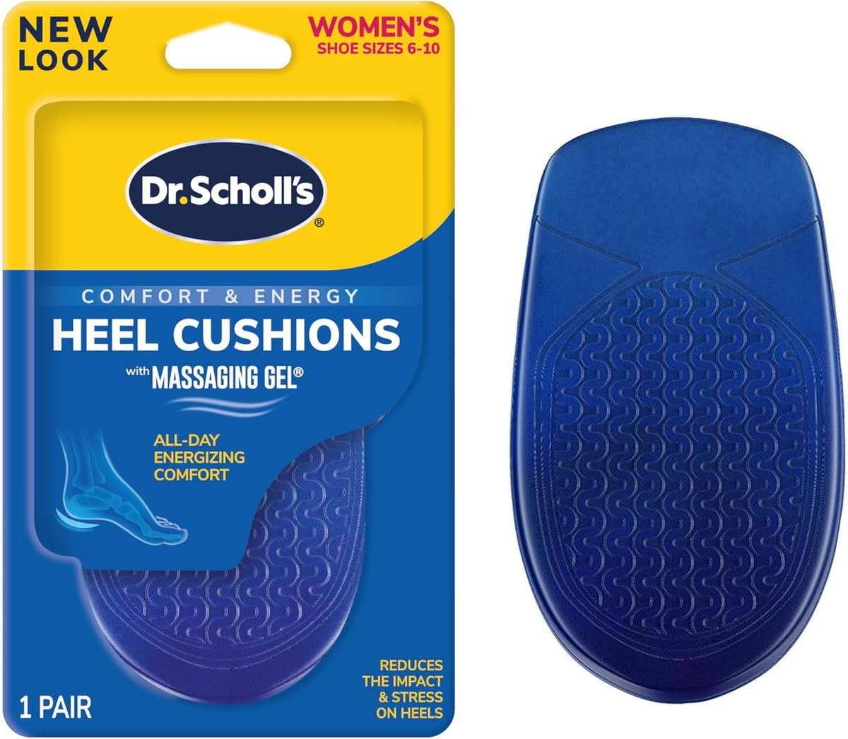 Plantillas de Gel para Talón Dr. Scholl's — Absorción de Impacto Todo el Día, Para Mujer Talla 6-10