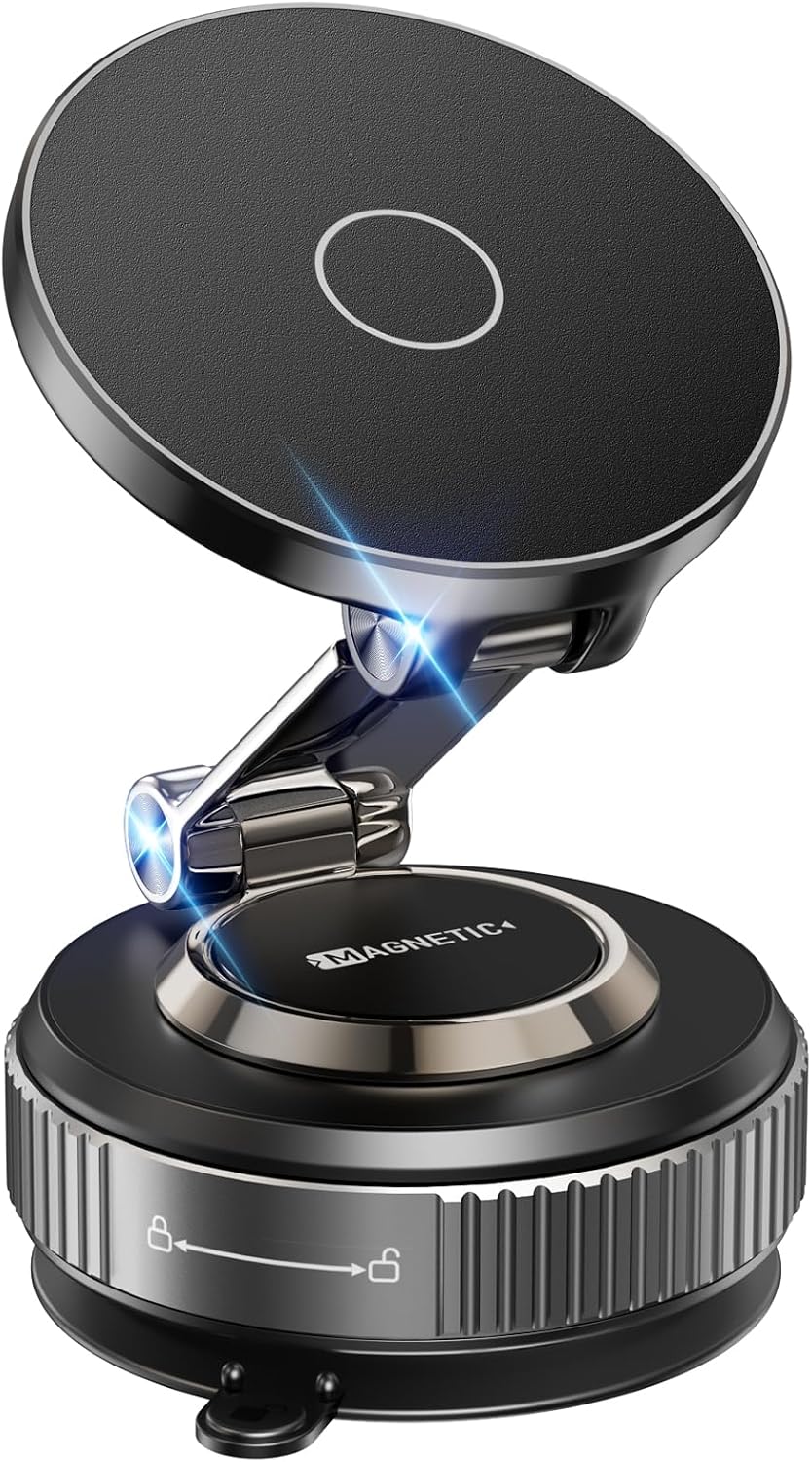 Soporte Magnético para Celular en Carro 2026 – Succión al Vacío 360°, Compatible MagSafe, Rotor Metal