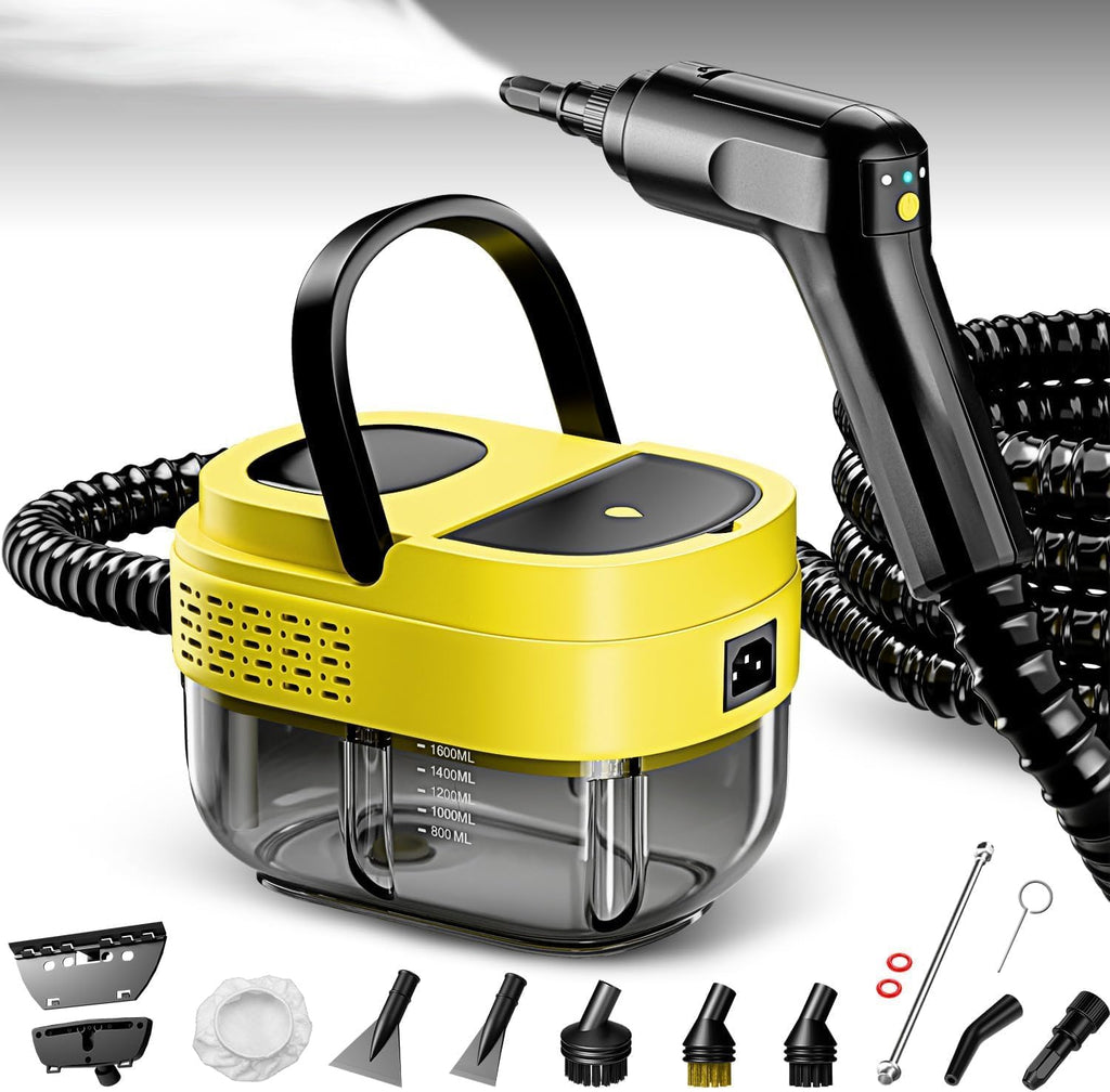 Limpiador a Vapor Portátil 2500W – Depósito 1.6 L, Calentamiento 15 Segundos, 16 Accesorios, Hogar y Auto