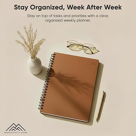 Agenda 2026. Agenda semanal, mensual y diaria encuadernada en espiral de 8.5 x 11 pulgadas, organiza las 52 semanas, aumenta la productividad y organiza, tienda de productividad (cuero)
