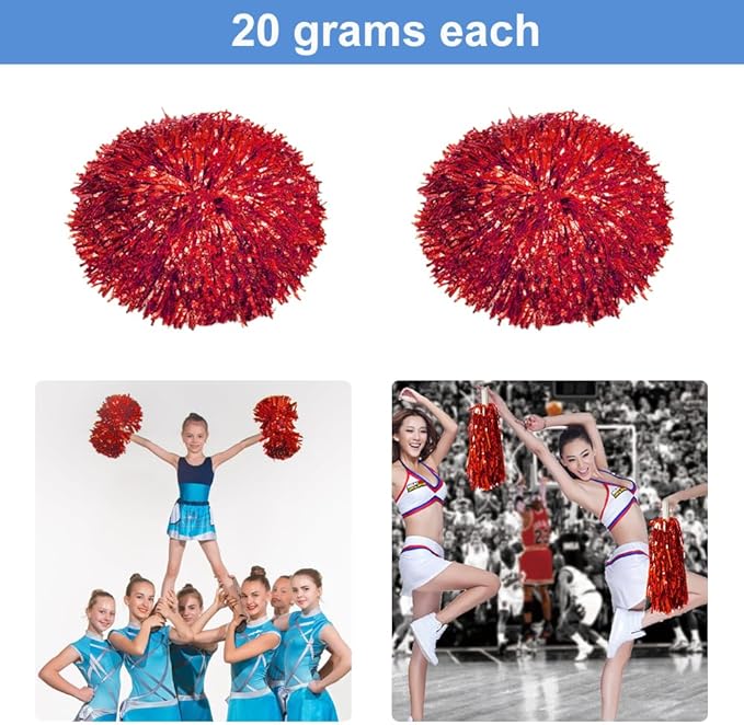 Pompones Animadora de Lentejuelas Metálicas | Niños y Adultos | Cheerleading Pom Pom | NOTA IMPORTANTE: EL SET ES 4