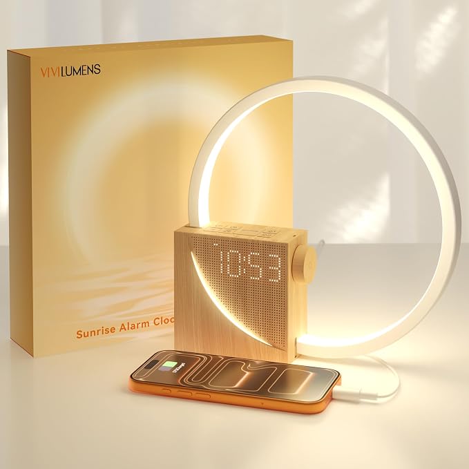 Reloj Despertador Vivilumens Sunrise – Luz de Amanecer y Máquina de Ruido Blanco