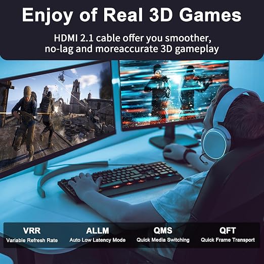 Cables HDMI 8K 48Gbps 2.1 1.5 pies 60HZ, 4K 2.0@120Hz 18GBPS, cable HDMI de alta velocidad, Ultra HD, retorno de audio Ethernet, video 4K, 1080p, 3D, Arc, HDR compatible con Xbox, PS5/PS4
