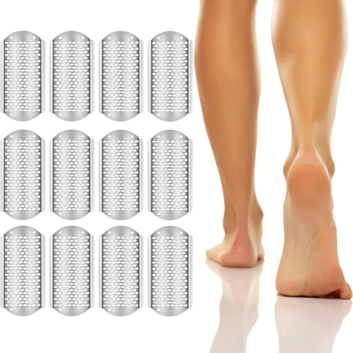 Juego 12 Limas Pie Callos Acero Inoxidable, Raspador Pedicura Piel Dura, Para Pies Mojados y Secos