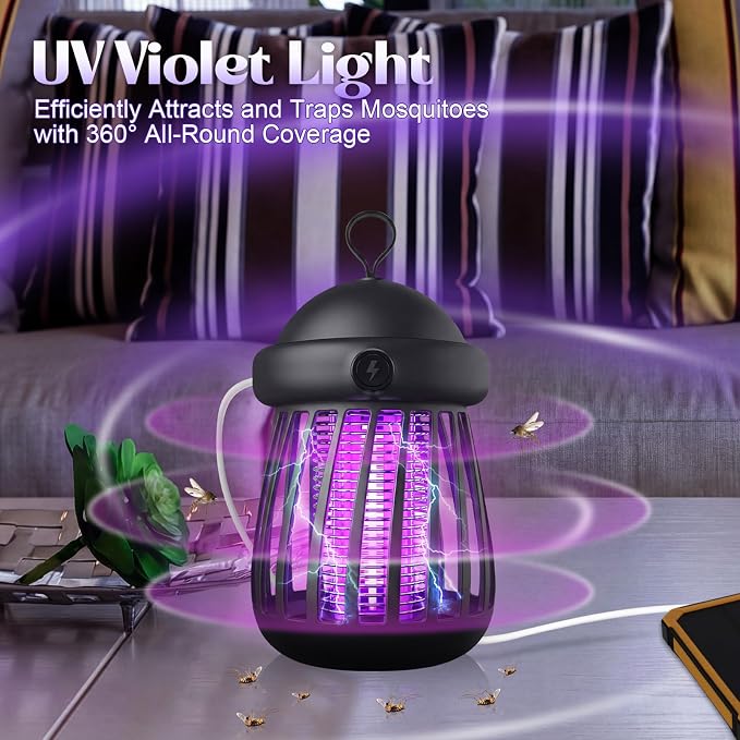 Mysora 4 Pack Lámpara Matamosquitos USB – Trampa UV 3000V Silenciosa para Mosquitos, Polillas y Moscas (Blanco y Gris)