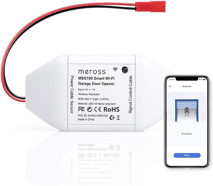 Abridor de Garage Inteligente meross WiFi – Compatible con HomeKit, Alexa, Google Assistant, SmartThings y CarPlay, Sin Hub