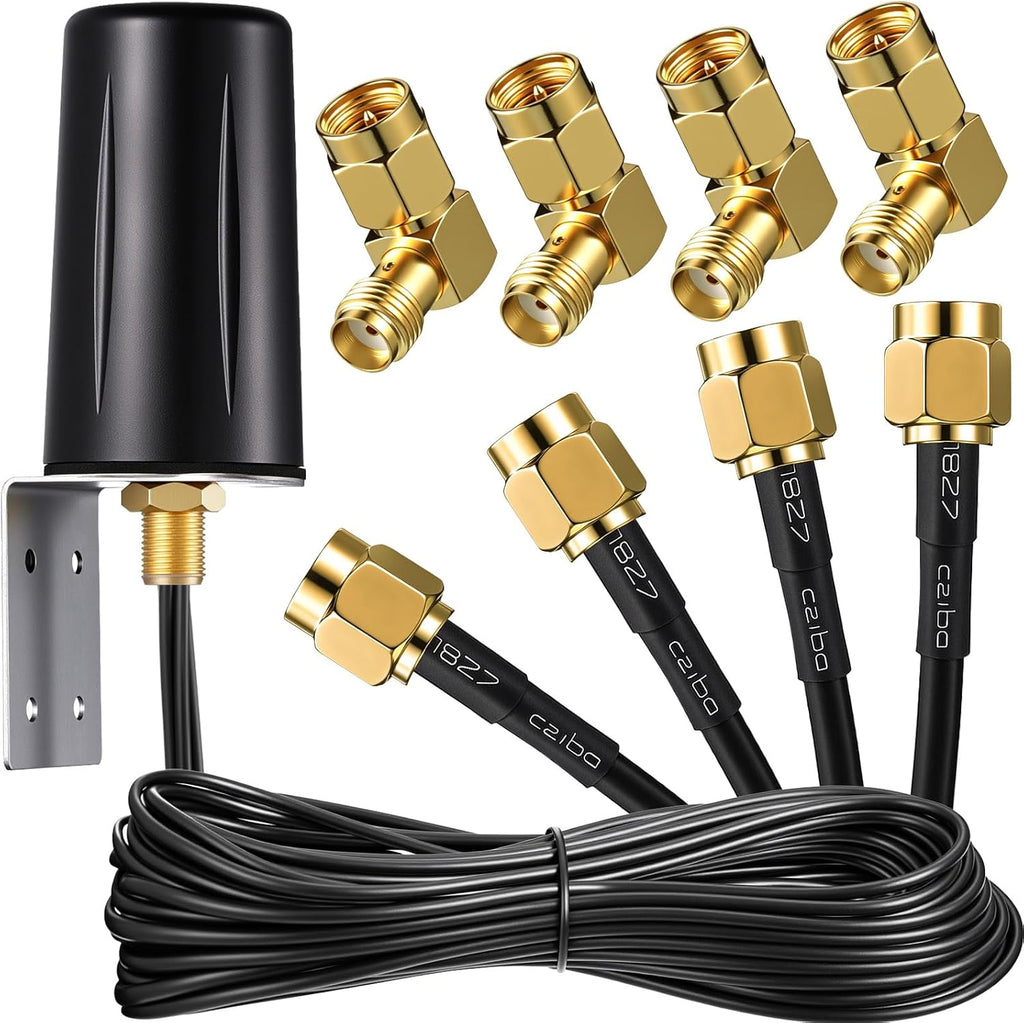 Antena Móvil FairySandy 5 Piezas 5G 4x4 MIMO Omnidireccional LTE Antena Externa con Adaptador SMA Macho Hembra Ángulo Recto para Aumenta Desempeño Enrutadores 5G Puertas Enlace Hotspot Internet Hogar