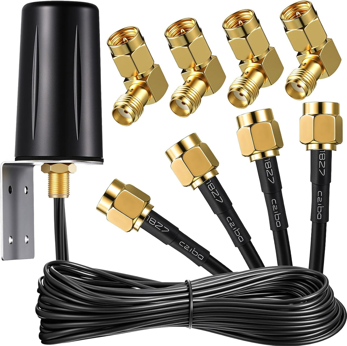 Antena Móvil FairySandy 5 Piezas 5G 4x4 MIMO Omnidireccional LTE Antena Externa con Adaptador SMA Macho Hembra Ángulo Recto para Aumenta Desempeño Enrutadores 5G Puertas Enlace Hotspot Internet Hogar