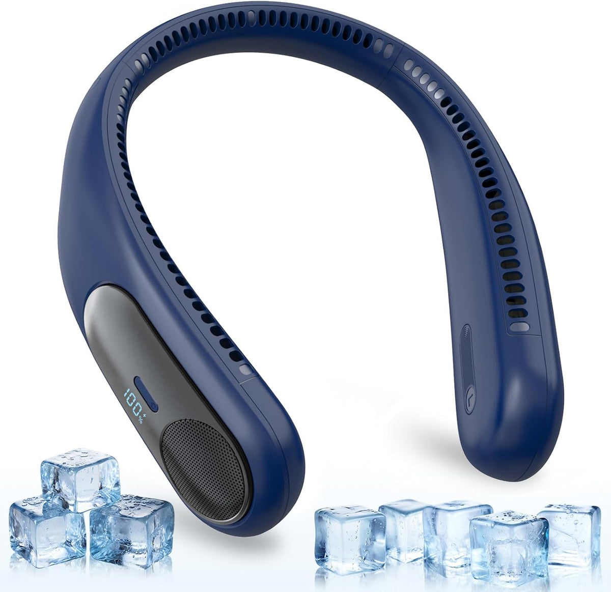 Ventilador de cuello portátil Namecute, ventilador personal sin aspas para interiores y exteriores, pantalla LED, refrigeración de 360°, 4 velocidades, batería recargable USB de 6000 mAh, regalo de cumpleaños para hombres, mujeres, papás y mamás (negro).