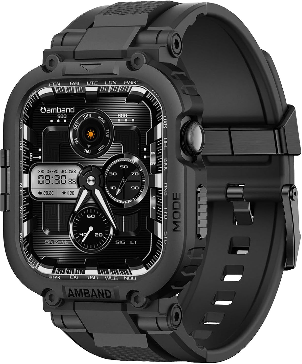 Funda amBand compatible con Apple Watch Series 11/10 de 46 mm para hombre, funda táctica resistente M1 Sport de alta resistencia, protector de parachoques de grado militar para iWatch de 46 mm para hombre, color negro.