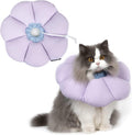 Collar isabelino para gatos, collar de recuperación impermeable y bonito para gatos, collar de seguridad isabelino anti-mordeduras y lamidos para la curación de heridas, estilo de flor morada para todas las estaciones…