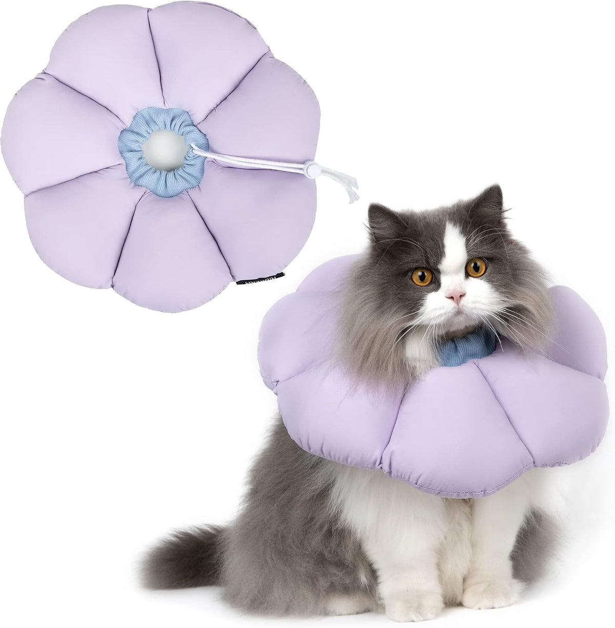 Collar isabelino para gatos, collar de recuperación impermeable y bonito para gatos, collar de seguridad isabelino anti-mordeduras y lamidos para la curación de heridas, estilo de flor morada para todas las estaciones…