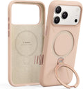 Funda TORRAS Q3 de silicona con giro de 360° para iPhone 17 Pro con soporte, compatible con MagSafe, soporte de anillo magnético con control de cámara, funda suave de silicona líquida para iPhone 17 Pro de 6.3'', color rosa brillante.