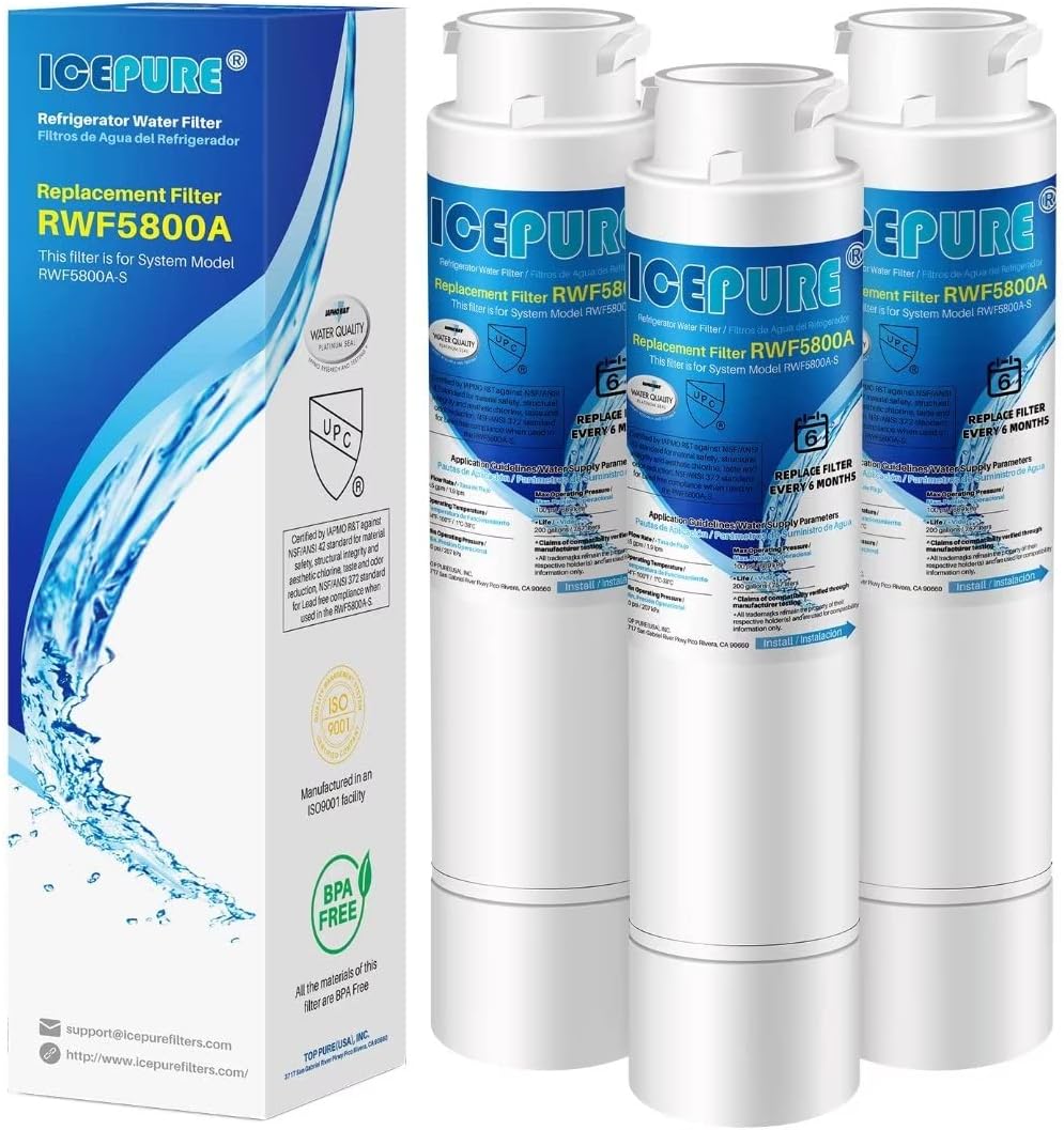 Filtro de agua para refrigerador ICEPURE, repuesto para Frigidaire EPTWFU01 EWF02, Pure Source Ultra II, RWF5800A, PureSource Ultra 2, SCWFTCTO, GP006, EPTWFUO1, MR022, JO22, BO022, TH-01, DE022, 1007 (paquete de 3)