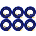 Woanger 6 Pack Velvet Stanchion Rope, 5 Feet Crowd Control Stanchion Ropes Safety Barrier with Gold Plated Hook for Carpet Events Movie Theaters Grand Openings Hotels Party(Blue)