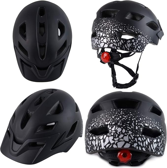 Casco de bicicleta para niños y niñas, con luz LED, visera desmontable, para niños, jóvenes, adolescentes, multideporte, para patinaje, ciclismo, patineta