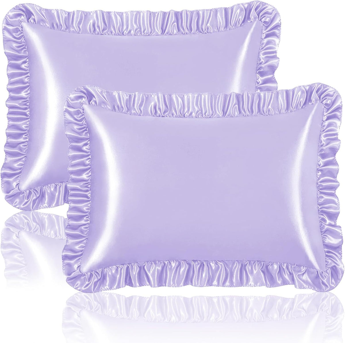 Fundas de Almohada Satén con Volantes Homiest — Set de 2, Cierre Sobre, Antiarañazos para Cabello y Piel | Lavanda