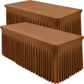 Manteles Shillance de spandex marrón, paquete de 6, para mesa rectangular de 120 cm (4 pies), fundas de mesa de spandex elásticas de 120 cm (4 pies), faldones de mesa elásticos, mantel ajustado sin arrugas para eventos, bodas, banquetes y fiestas.