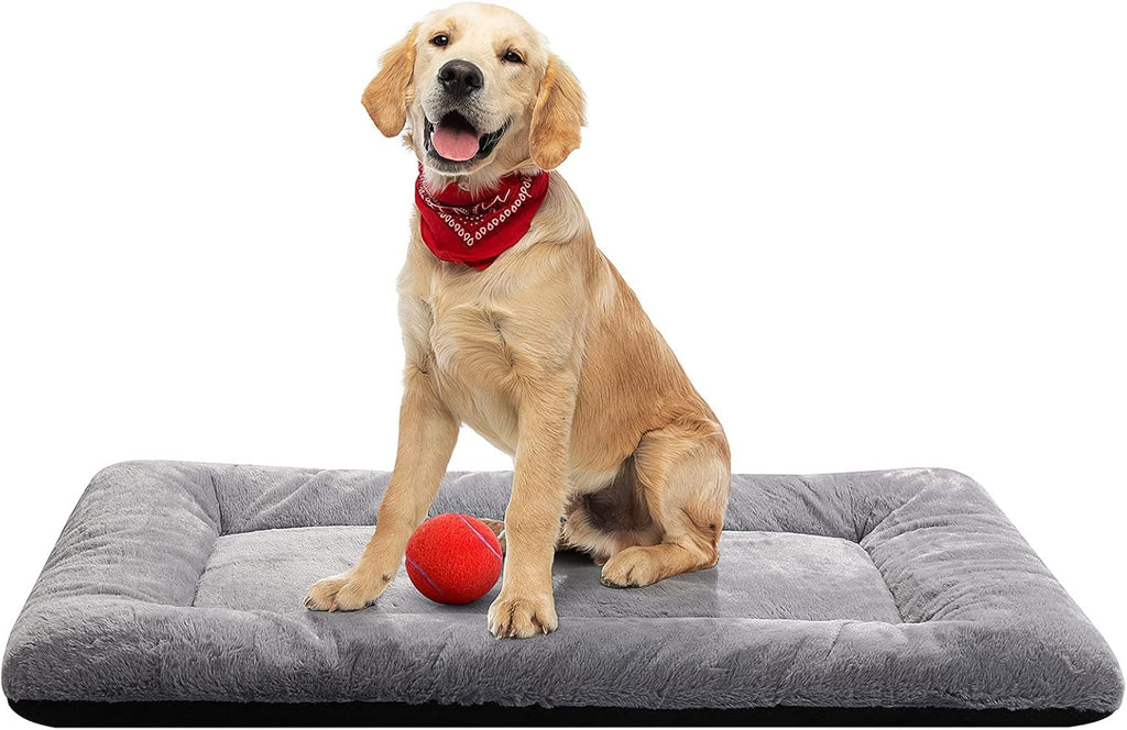USADO-Colchoneta para Jaula de Perro 91cm | Cojin Ultra Suave Lavable Antideslizante para Perros Medianos y Grandes Gris