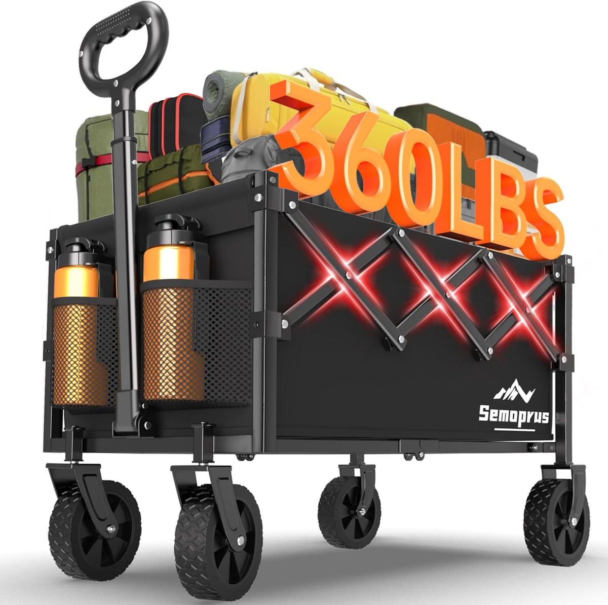 Carro Utilitario Plegable de Servicio Pesado | Soporta 360 lb, Capacidad 100 L con Ruedas | Portatil para Compras, Playa, Camping, Deporte y Jardin
