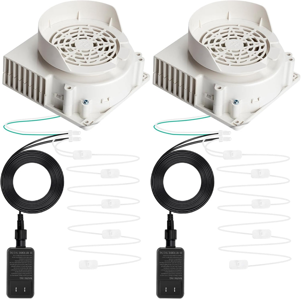 Ceenna - Juego de 2 sopladores de aire blancos de repuesto para inflables, 12 V, 1,2 A, con 3 luces LED y adaptador para decoraciones navideñas de interior y exterior. 