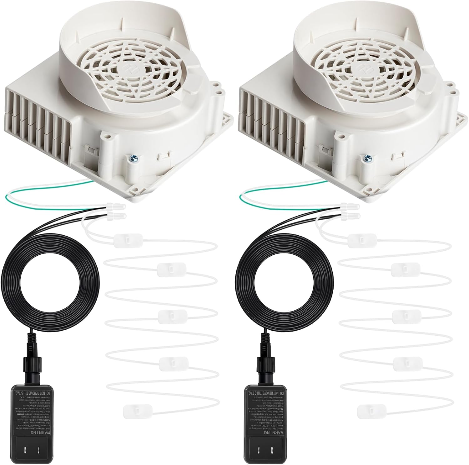 Ceenna Set x2 Ventilador Inflador Blanco de Repuesto 12V 1.2A con Luces LED y Adaptador — Usado