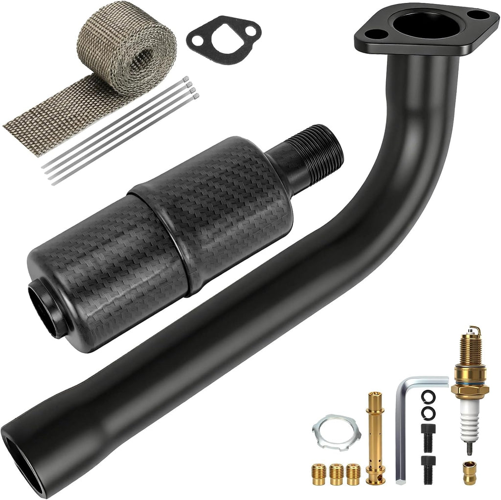 Kit Colector de Escape con Silenciador YOXUFA Performance 212 | Compatible Predator 212 224 196cc | Coleman CT200U BT200X KT196 Baja MB200 | Piezas Kart | 1 Unidad