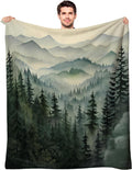 manta individual soeeao Sage Green Forest Nature Mountain Cabin Tree Frannel Blankets para sofá, cama, sala de estar, sofá, estampado decorativo, súper suave y acogedor, 60x80 pulgadas