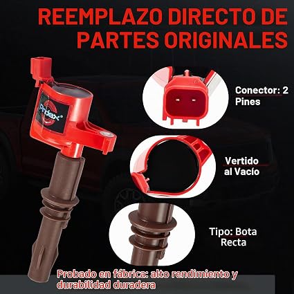 Pindex Paquete de 8 bobinas de encendido DG521 Compatibles con Ford V8 4.6L 5.4L 2008 2009 2010 F150 F250 F350 Super Duty Expedition Explorer Mustang Lincoln Navigator Mercury Mountaineer FD509 5C1716