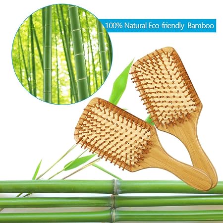 12 Cepillos para cabello de bambú con púas de madera.